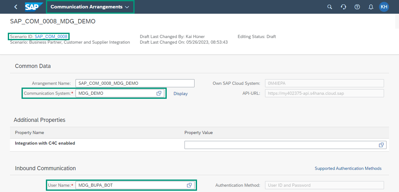 Communication Arrangement in S4HANA to enable SOAP web services for business partner data