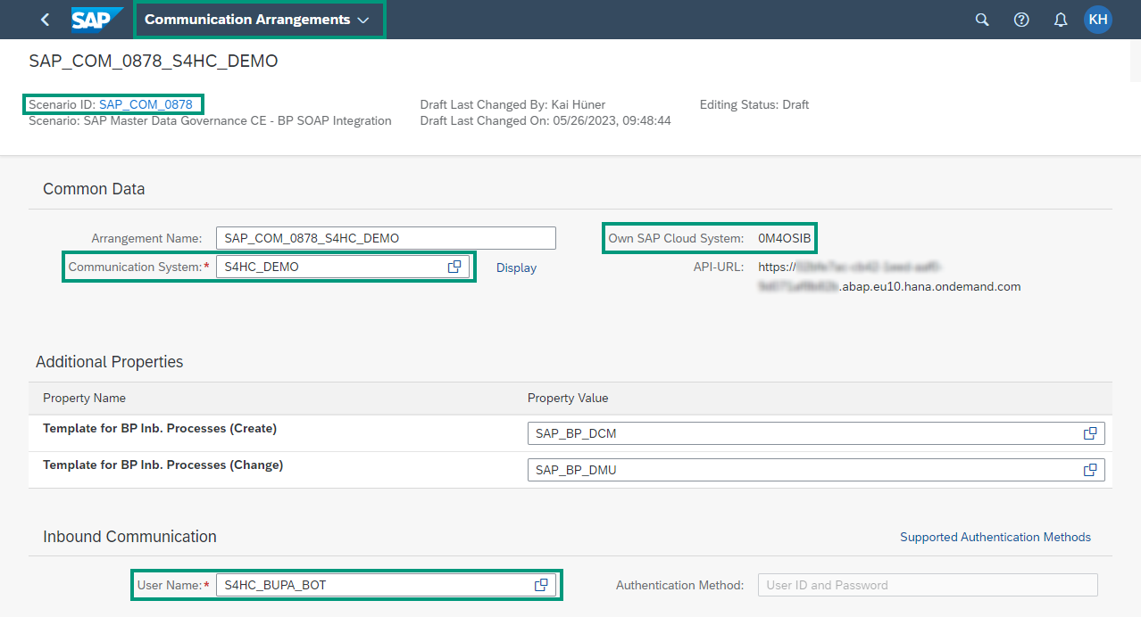 Communication Arrangement in MDG CE to enable SOAP web services for business partner data