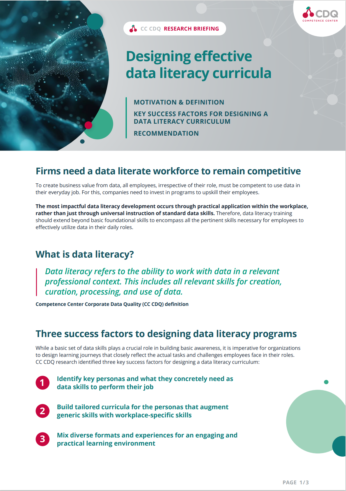 CC CDQ Research Briefing Data Literacy