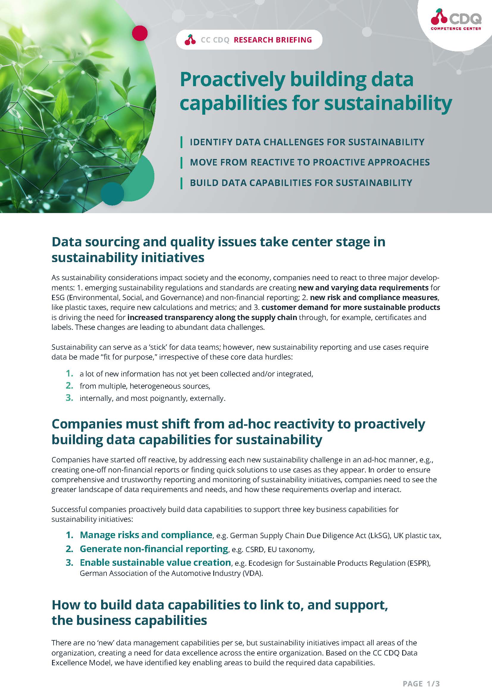 CC CDQ Research Briefing Data capabilities for sustainability